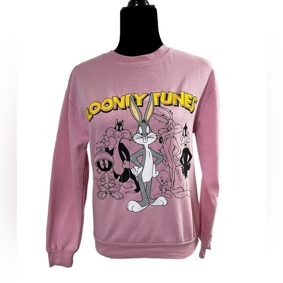 Looney Tunes Pink Bugs Bunny Crewneck Sweatshirt Extra Small - Picture 4 of 12